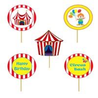 Circus Birthday theme Cup cake toppers