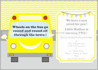 Wheels on the bus birthday Invitations