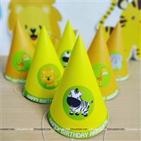 Cute jungle theme party hats for a first birthday party