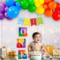 1st Birthday Banner Balloon Letter Box Kit (Pack of 44 pcs)