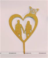 Heart couple cake topper (Gold)