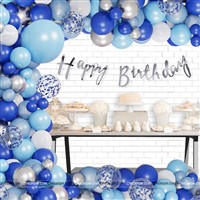 Cursive Banner Blue Theme Birthday Decoration kit (Pack of 52 )
