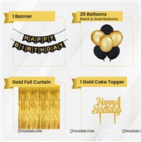 Black & Gold Foil Curtain Kit ( 24 pc pack)