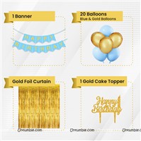 Blue & Gold Foil Curtain Kit ( 24 pc pack)