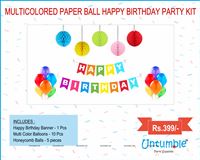 Multicolor Paper Ball Birthday Decor Kit (Pack of 16 pcs)