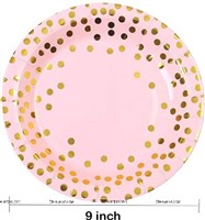 Pink with Gold Polka Plates (Pack of 10)