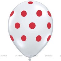 White & Red polka balloons (Pack of 20)