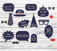 50th Birthday Photo Props Kit Pack of 18