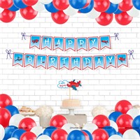 Aeroplane Theme Bunting , Topper and Balloons 