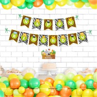 baby Jungle Theme Bunting , Topper and Balloons 
