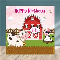 Farm Theme Backdrop in Cow Design, Pack of 1