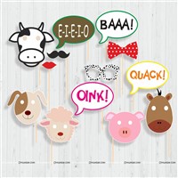 Farm Animal Photo Booth Props (Pack of 13 pcs)