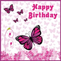 Pink Butterfly Birthday theme Backdrop