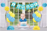 Boy 1st Birthday Cake Smash Photo Shoot kit (Pack of 17 pieces)