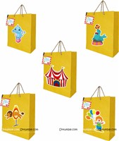 Circus theme Yellow gift bag with tag (set of 6 )