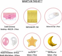 Pink  Cradle Ceremony Backdrop Banner Kit (Pack of 66 pcs)
