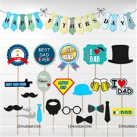 Father's Day Decor With Happy Father's Day Bunting and Photobooth Props