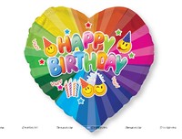 Happy Birthday heart shaped multicolor