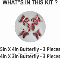 Silver and Red Butterfly Party Decor Stickers- 1 Set