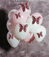 Silver and Red Butterfly Party Decor Stickers- 1 Set