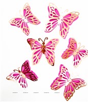 Gold and Pink Butterfly Party Decor Stickers- 1 Set