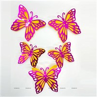 Purple & Yellow Butterfly Decor Stickers- 1 Set