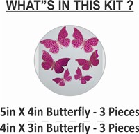Dark Pink Butterfly Party Decor Stickers- 1 Set
