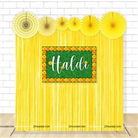 Haldi Foil Kit with Backdrop and Paper Fans