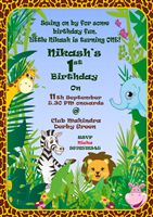 1st Birthday Invitation for Jungle/Safari theme