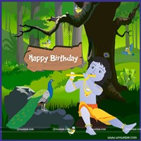 Little Krishna Birthday theme Backdrop
