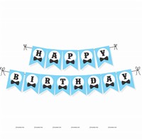 Little Man Bow tie Happy Birthday Banner