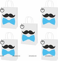 Little Man Birthday | Boss Baby | Mustache theme Stickered gift bags