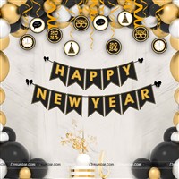 New Year Banner and Swirls Kit with Balloons