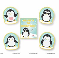 Penguin Blue and White Theme Paperfan Kit