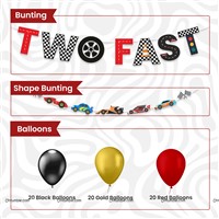 TWO FAST Shaped Car Bunting Kit (Pack of 62 pcs)