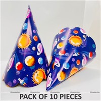 Space Theme Cone Hats for Birthday Celebration, Pack of 6