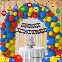 Swirls Party Kits - Superhero Theme First Birthday Party