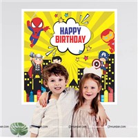 Super Hero Theme Yellow Background Backdrop, Pack of 1