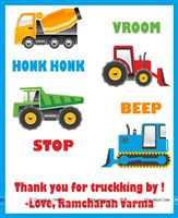 Truck theme birthday party cards