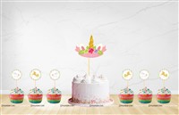 Unicorn Cup cake & cake topper set ( Pack of 13)