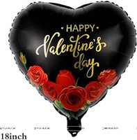 Happy Valentines Day Foil Balloon - Black Heart