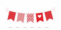 Red and White Valentine Bunting (10 feet)