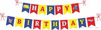 Vehicle themed colored Happy Birthday Banner