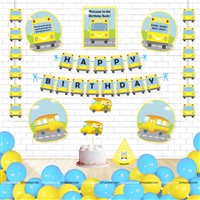 Wheels on the bus Super saver birthday decoration kit (Pack of 58 pieces)