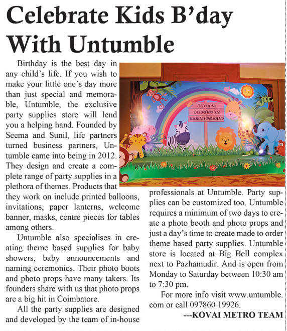 Celebrate Kids B'day with Untumble