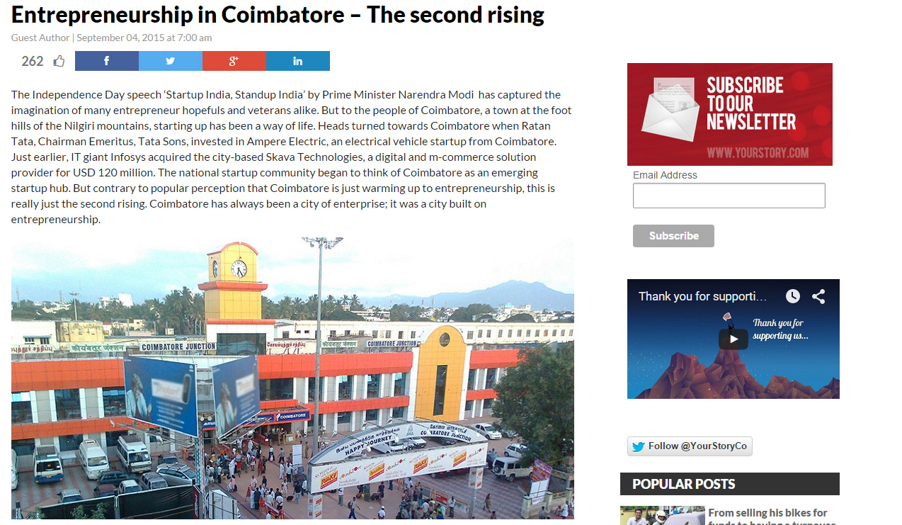 YourStory.com features Untumble as part of Coimbatore Startups