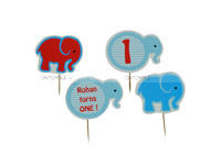 Elephant Theme Birthday Cup cake toppers
