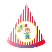 Red striped clown / carnival hat (Set of 6)
