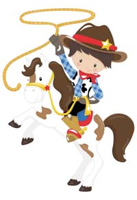 Little Cowboy on horse with lasso poster