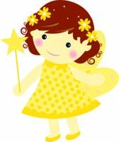 Yellow fairy with flowers - posters